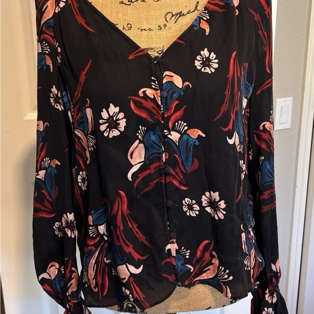 Joie Multicolor Floral V-Neck Blouse